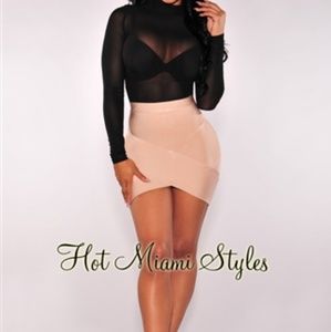 Nude Bandage Arched Mini Skirt